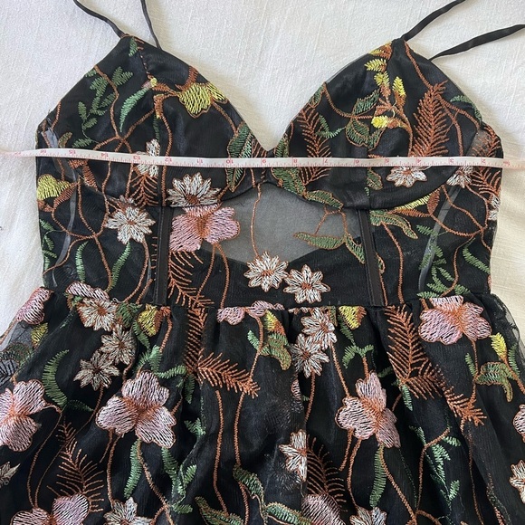 Radiant Fantasy Black Floral Embroidered Tulle Maxi Dress - Picture 5 of 9